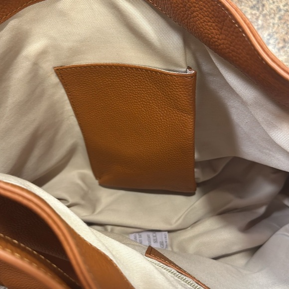 Laggo Taylor Pebbled Purse Cognac Leather Front Zipper Pocket Shoulder Strap - Picture 10 of 12